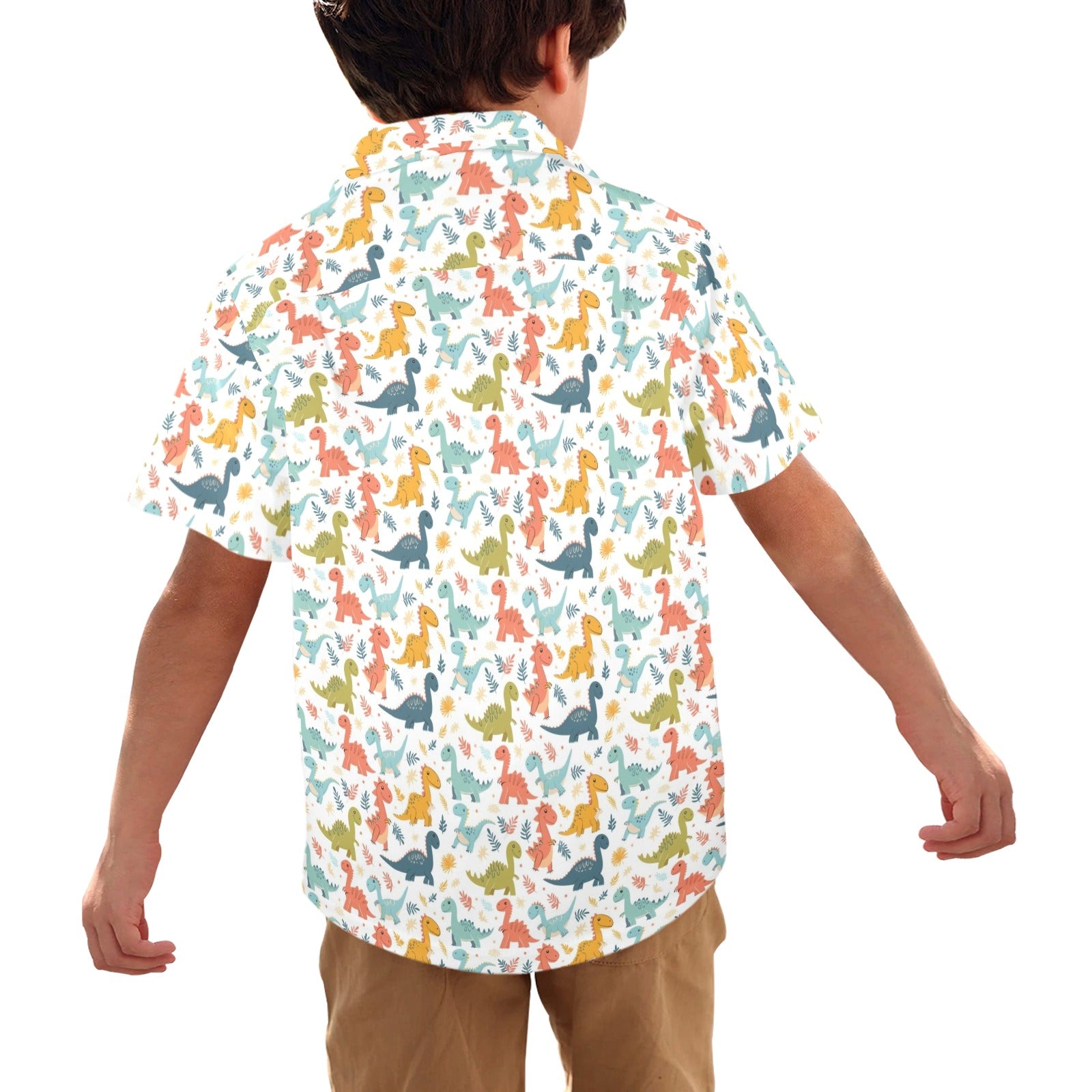 Cute Colourful Dinosaurs - Junior Kids Hawaiian Shirt