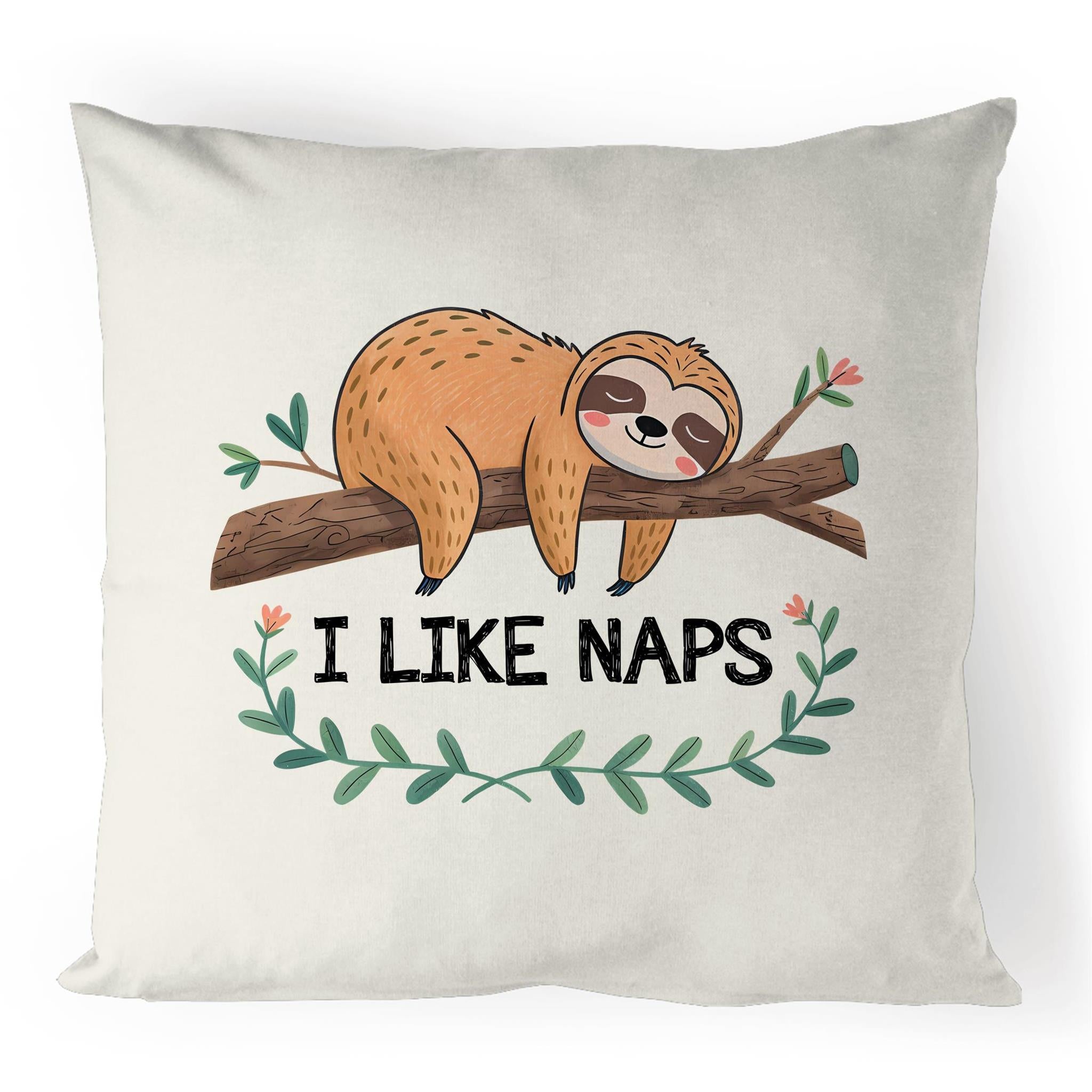 Sloth, I Like Naps - 100% Linen Cushion Cover Default Title Linen Cushion Covers animal Printed In Australia