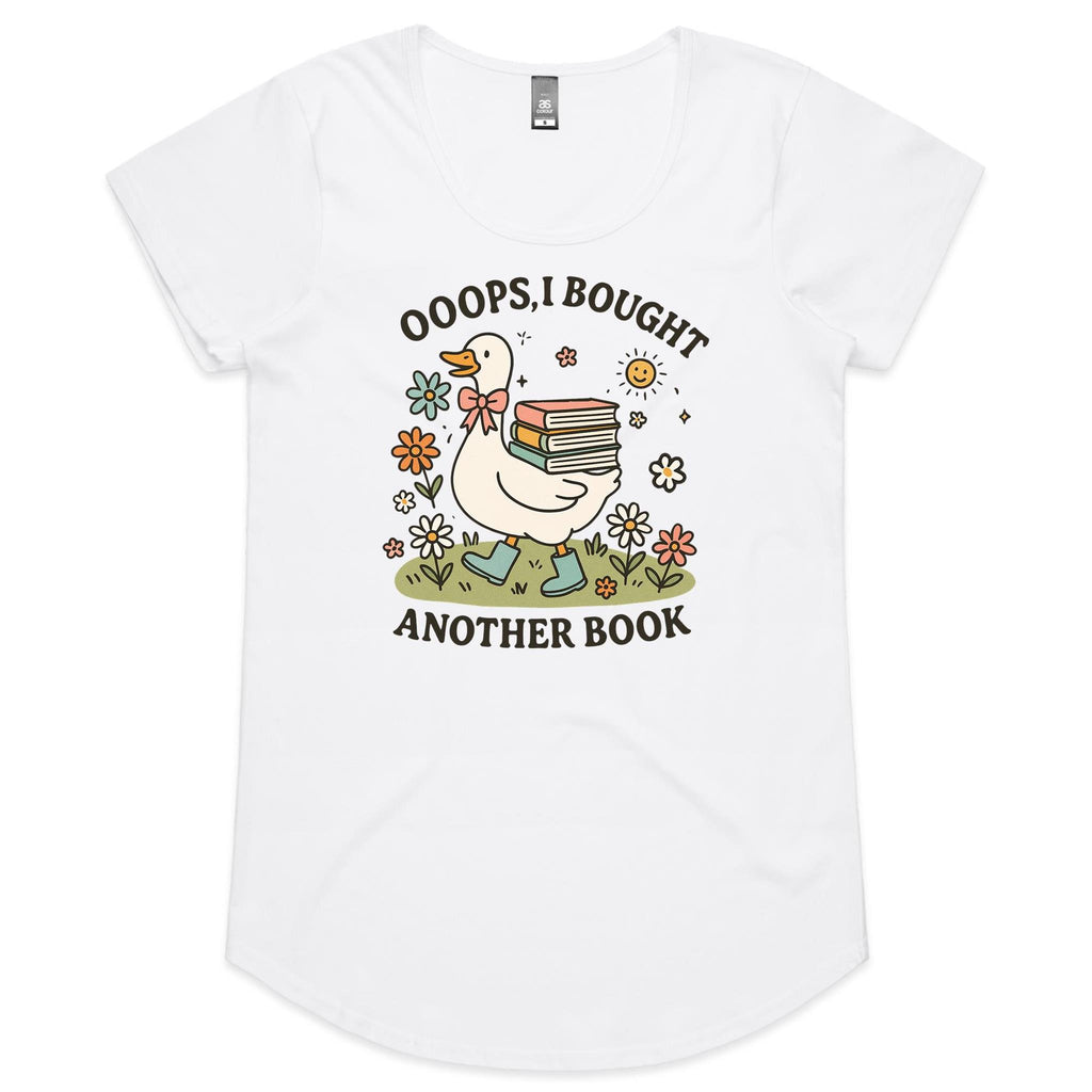 Oops, I Bought Another Book - Womens Scoop Neck T-Shirt White Womens Scoop Neck T-shirt animal Printed In Australia Reading