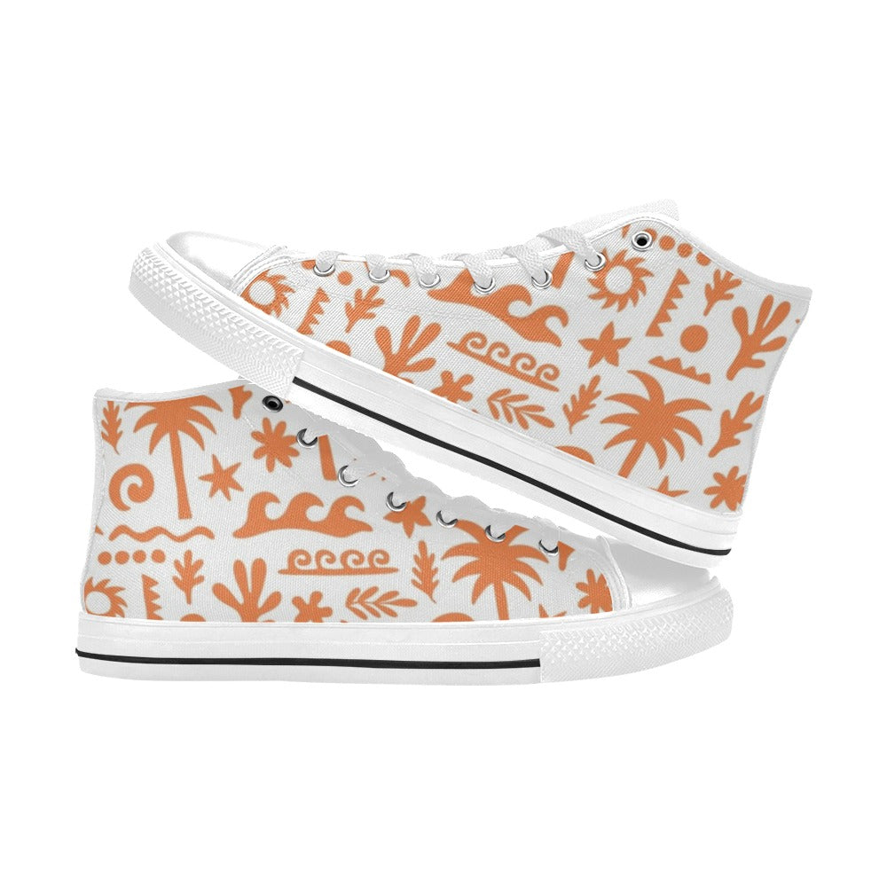 Orange Surf Kids High Top Canvas Shoes