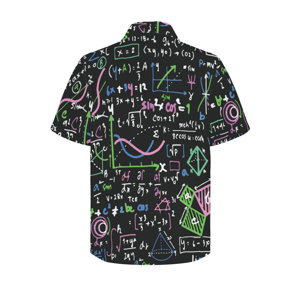 Equations In Green And Pink Men's Short Sleeve Hawaiian Shirt Men's Hawaiian Shirt (New) Maths Printed Offshore Science