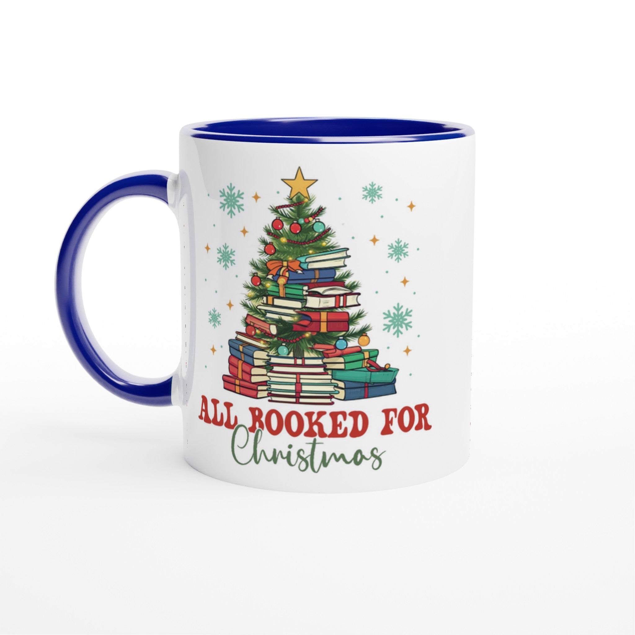 All Booked For Christmas White 11oz Ceramic Mug with Color Inside Ceramic Blue Colour 11oz Mug