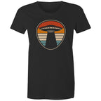 UFO, Retro Stripes - Womens T-shirt Black Womens T-shirt Printed In Australia