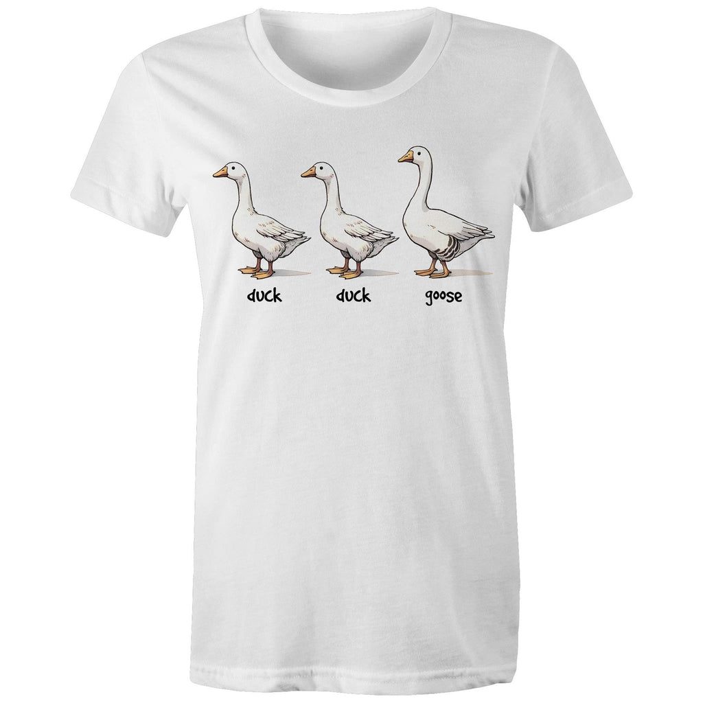 Duck Duck Goose - Womens T-shirt White Womens T-shirt animal Games Printed In Australia