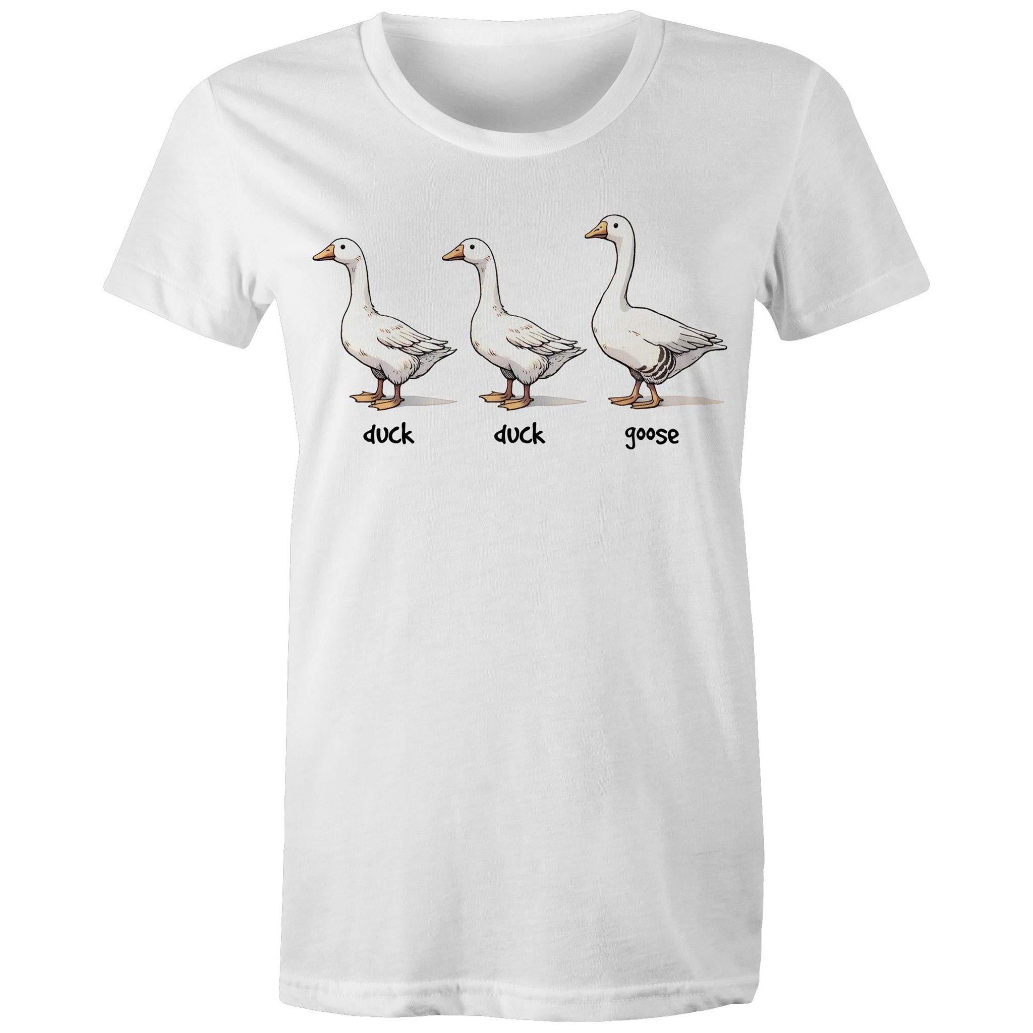 Duck Duck Goose - Womens T-shirt White Womens T-shirt animal Games Printed In Australia