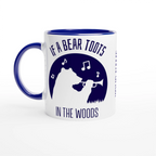 Personalised - If A Bear Toots In The Woods, Trumpet Player - White 11oz Ceramic Mug Ceramic Blue Personalised Mug animal customise Globally Fulfilled Music personalise
