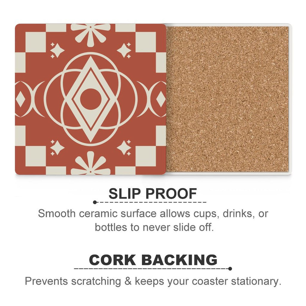 Art Deco - Ceramic Coasters (Square) Ceramic Coasters Printed Offshore