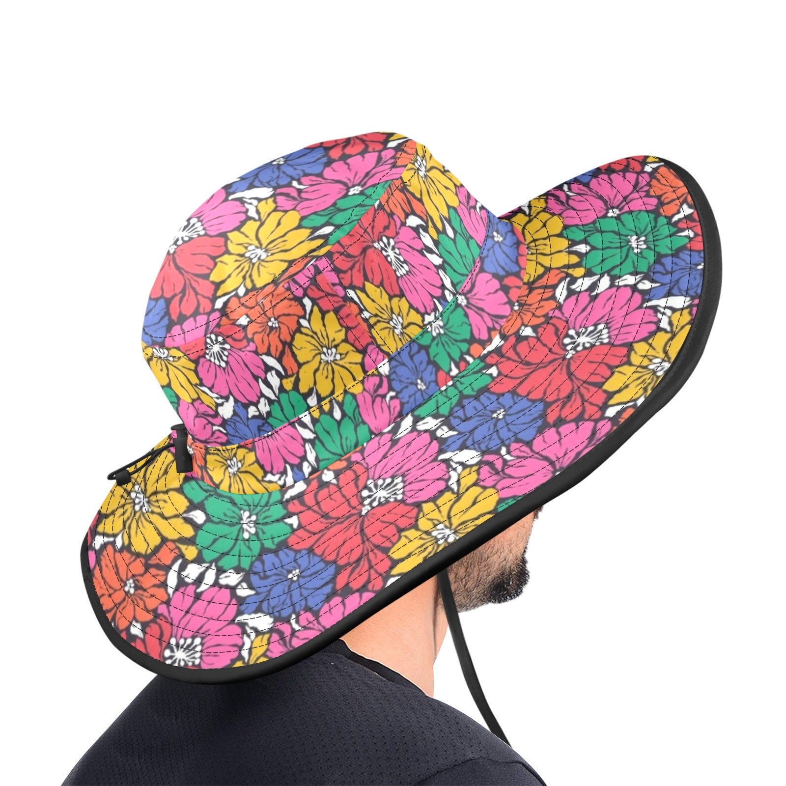 Bright And Bold Flowers - Wide Brim Bucket Hat Wide Brim Bucket Hat Plants Printed Offshore
