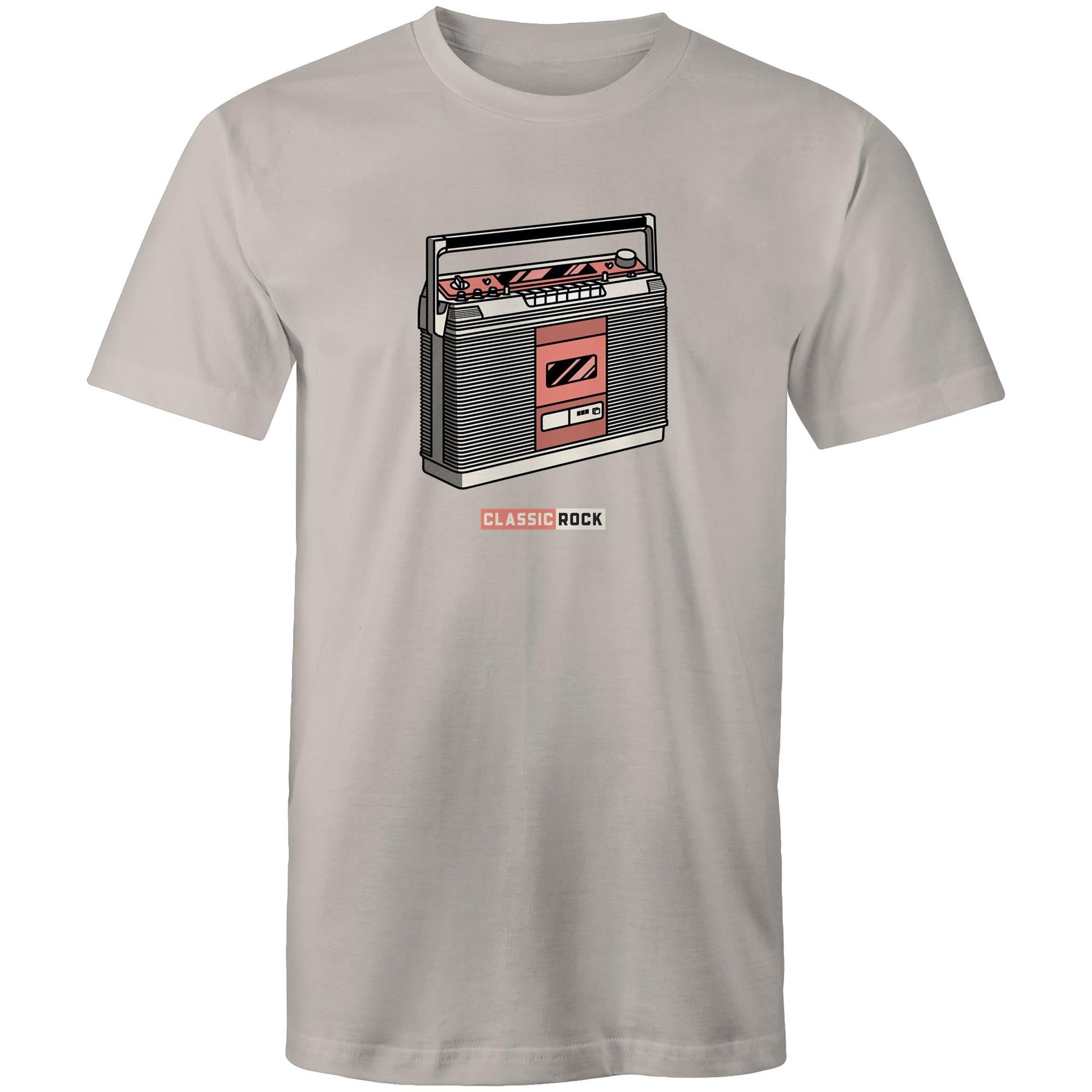 Classic Rock, Cassette Player - Mens T-Shirt Light Grey Mens T-shirt Music Printed In Australia Retro