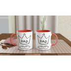 Dad Crown And Moustache - White 11oz Ceramic Mug with Colour Inside Colour 11oz Mug Dad Globally Fulfilled