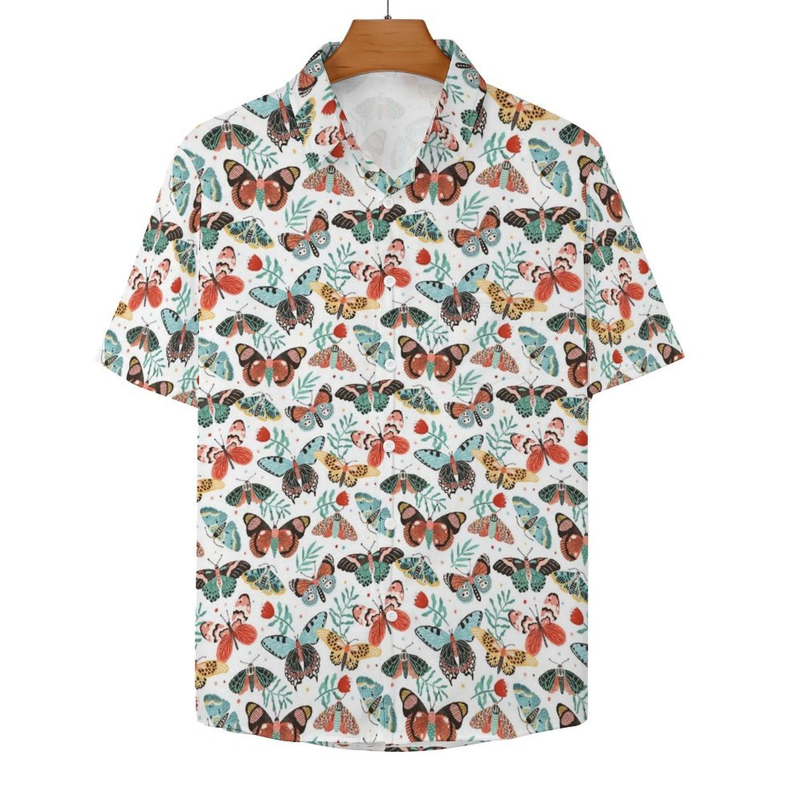 Pretty Moths And Butterflies Women's Short-Sleeve Button Up Shirt Women's Short-Sleeve Button Up Shirt animal Printed Offshore