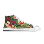 Vintage Hawaiian Floral Men's High Top Canvas Shoes Men's Classic High Top Canvas Shoes Plants Printed Offshore