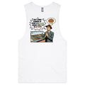 Just A Man Standing In Front Of A Salad Mens Men's AS Colour Drop Arm Tank Top White Drop Arm Tank Top Food Printed In Australia