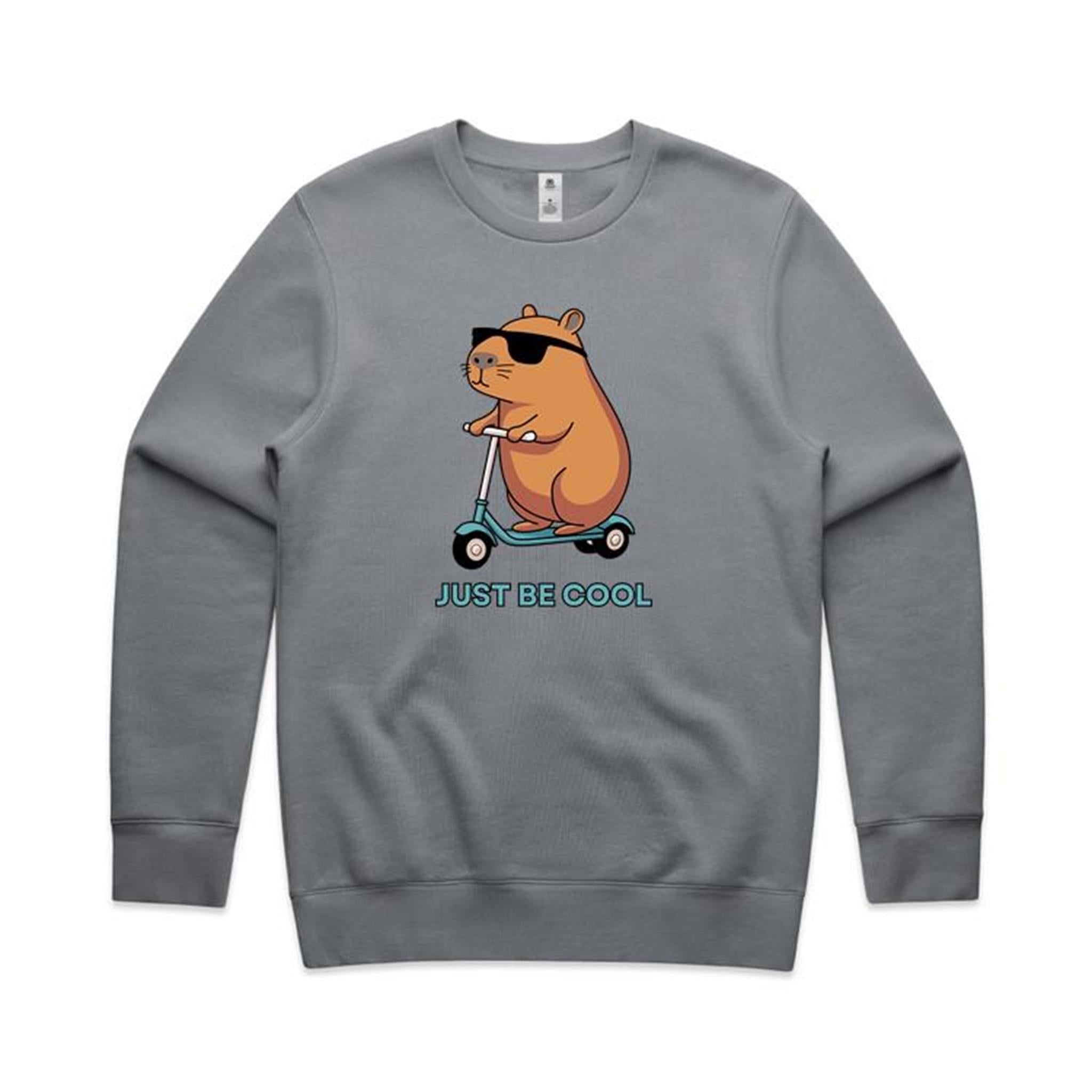 Just Be Cool, Capybara - AS Colour Stencil Crew Sweatshirt Gravel Sweatshirt animal Printed In Australia