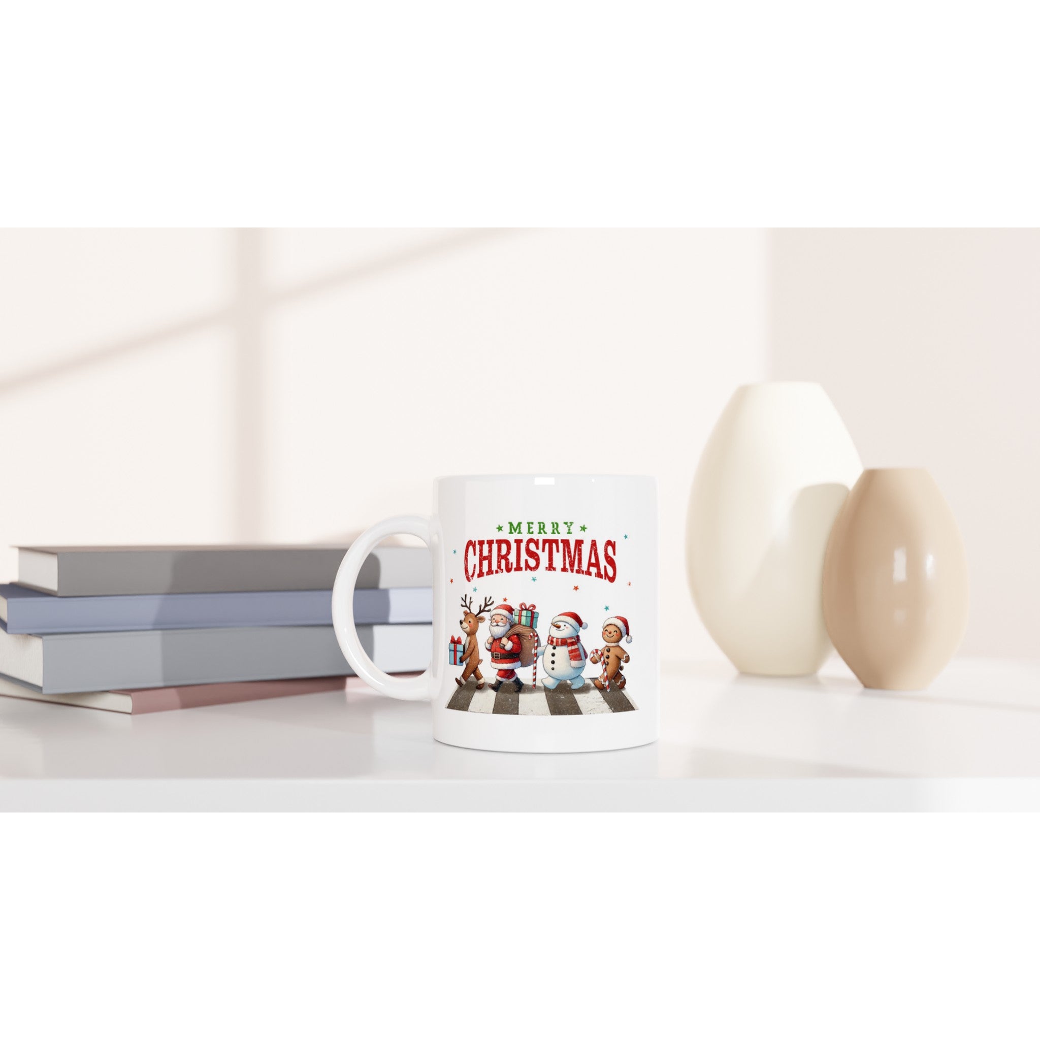 Fab Four, Merry Christmas - White 11oz Ceramic Mug Christmas Mug Globally Fulfilled
