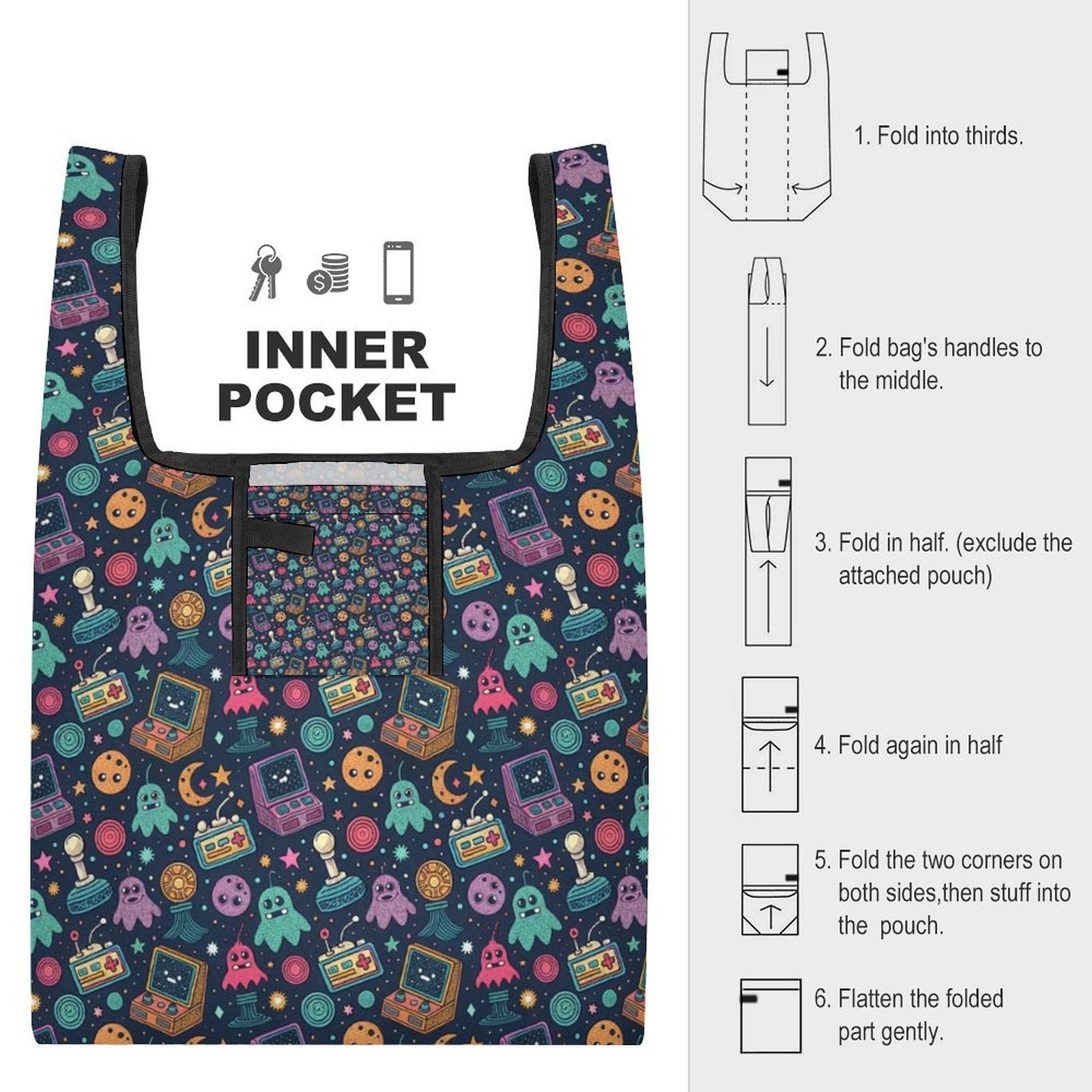 Space Arcade Foldable Shopping Bag