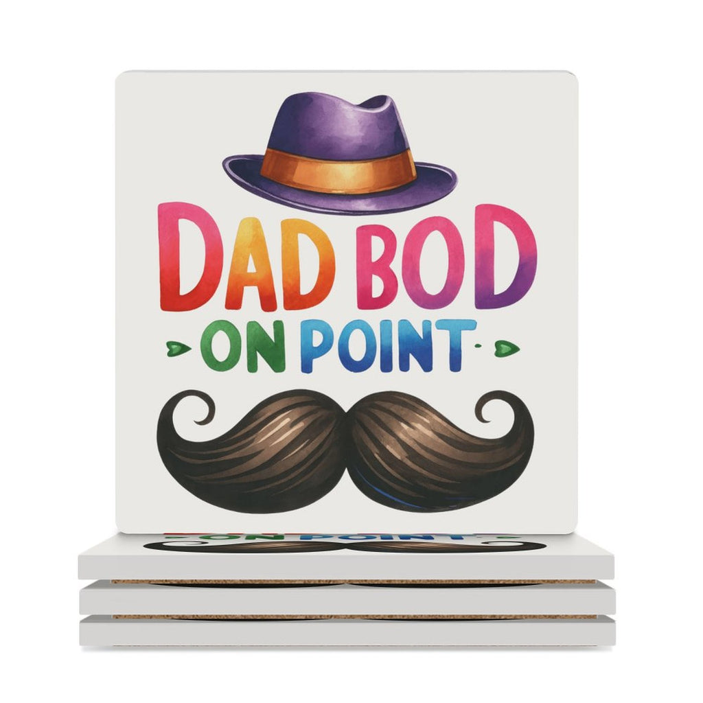 Dad Bod On Point - Ceramic Coasters (Square) white Ceramic Coasters Dad Printed Offshore