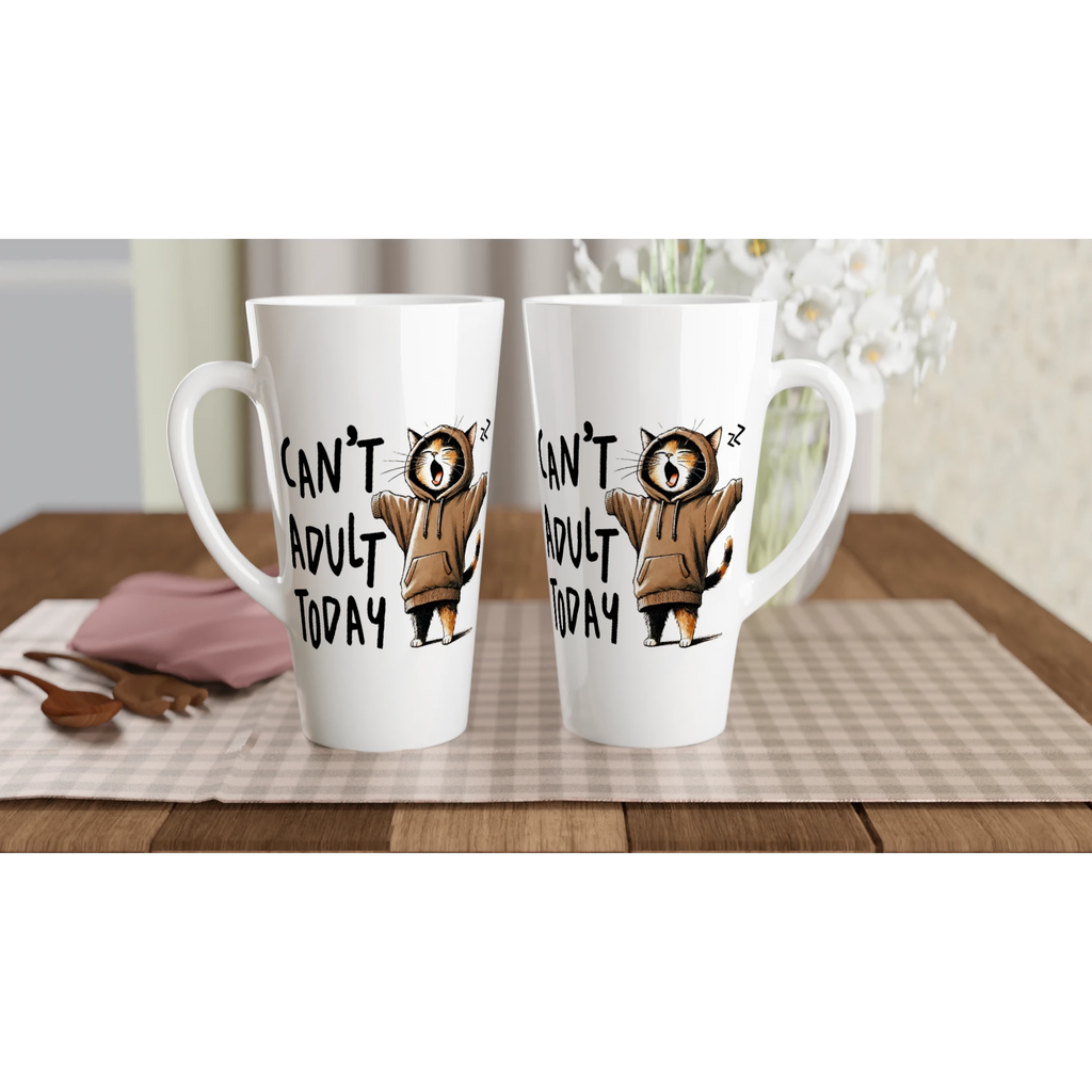 White Latte 17oz Ceramic MugPersonalise - Can't Adult Today - Personalised Latte Mug animal Globally Fulfilled