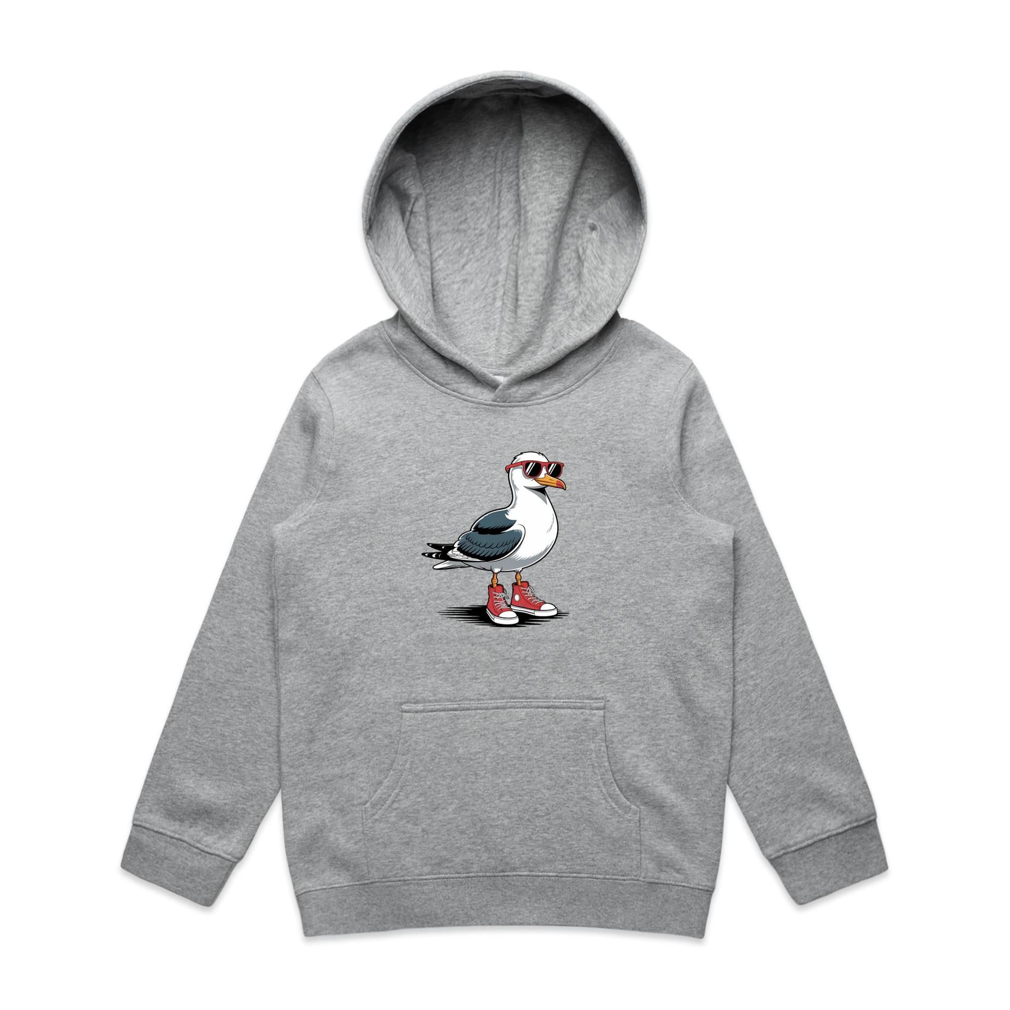 Seagull With Sunglasses And High Tops Kid's AS Colour Hoodie