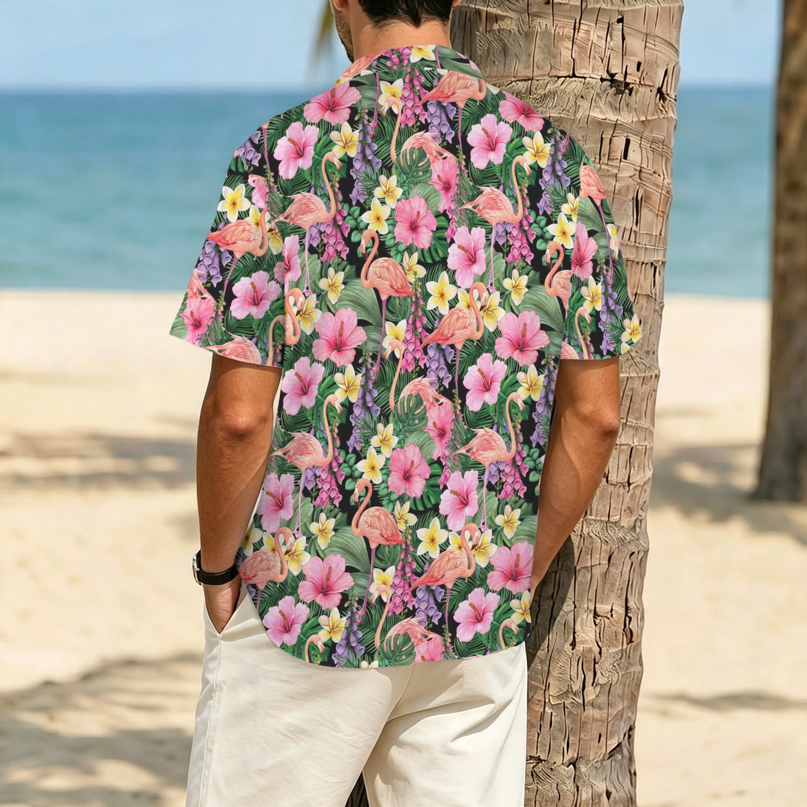 Flamingo Jungle Men's Crinkle Hawaiian Shirt