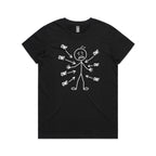 Ow! Everything Hurts Stick Figure Women's AS Colour T-shirt Black Womens T-shirt Printed In Australia
