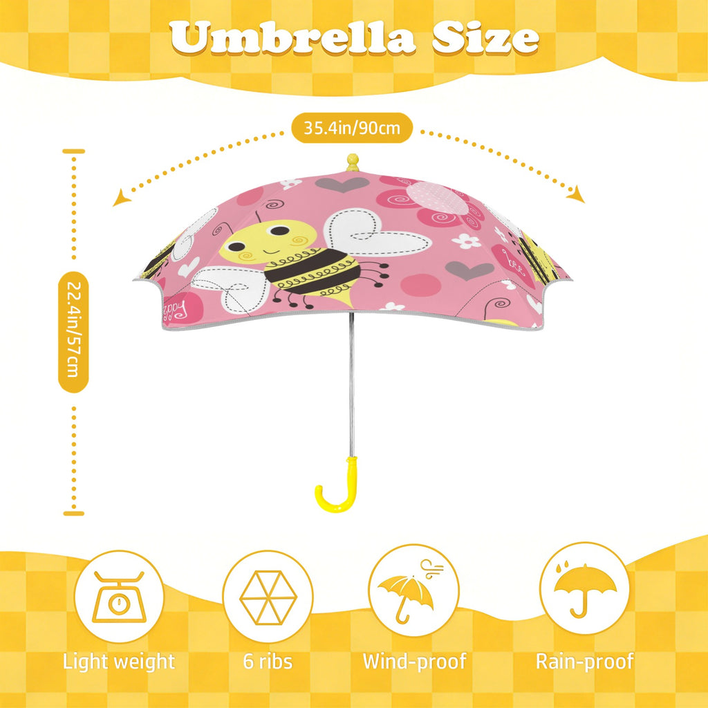 Bees On Pink Kids Safe Round Corner Umbrella Kids Safe Round Corner Umbrella animal Printed Offshore