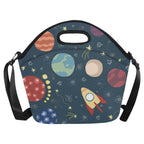 Rocket and Planets In Space - Neoprene Lunch Bag Neoprene Lunch Bag Printed Offshore
