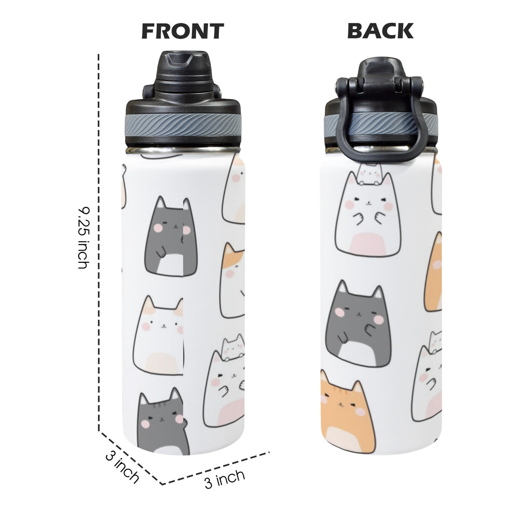 Cats - Insulated Water Bottle with Dual-Use Lid (18oz) Insulated Water Bottle with Dual-Use Lid (18oz) animal Printed Offshore