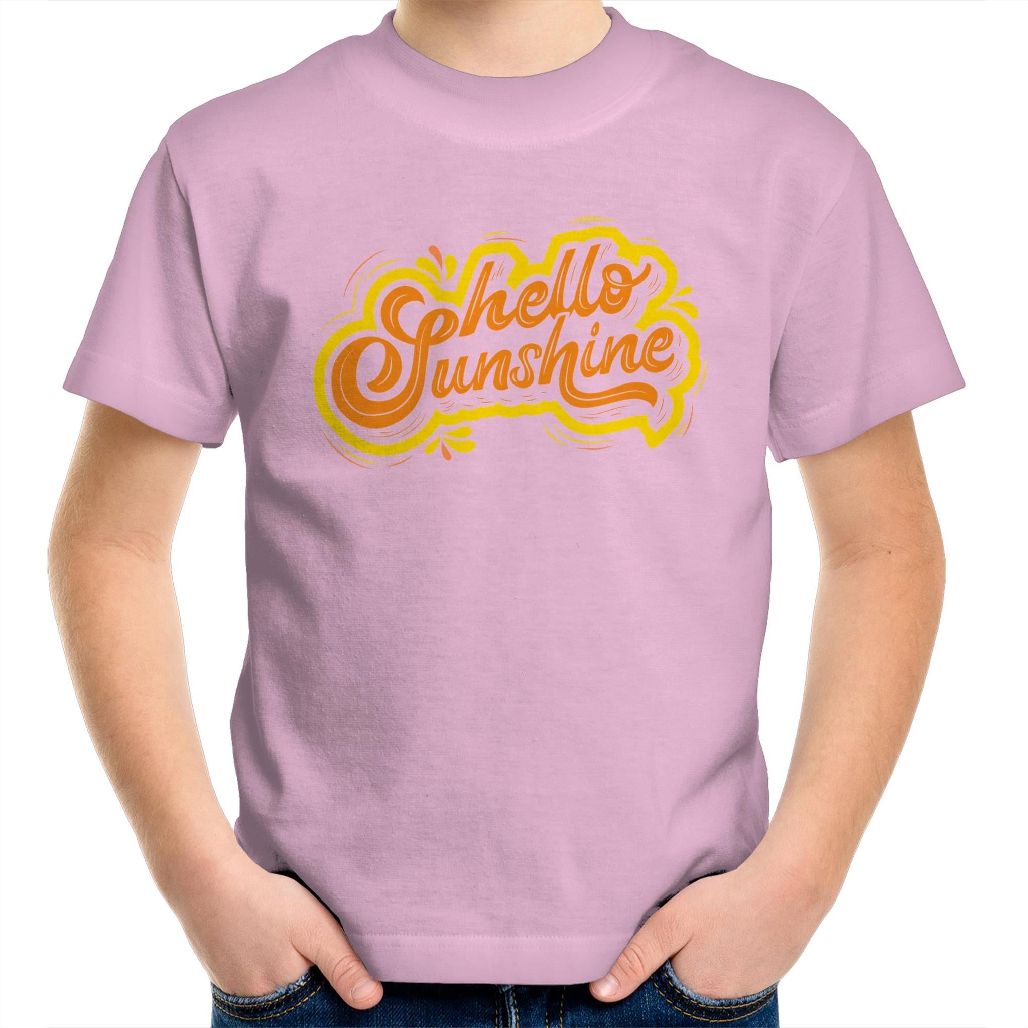 Hello Sunshine - Kids Youth T-Shirt Pink Kids Youth T-shirt Printed In Australia Summer
