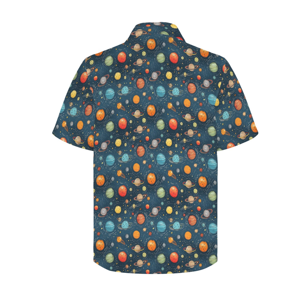 Galaxy Men's Short Sleeve Hawaiian Shirt Men's Hawaiian Shirt (New) Printed Offshore Space