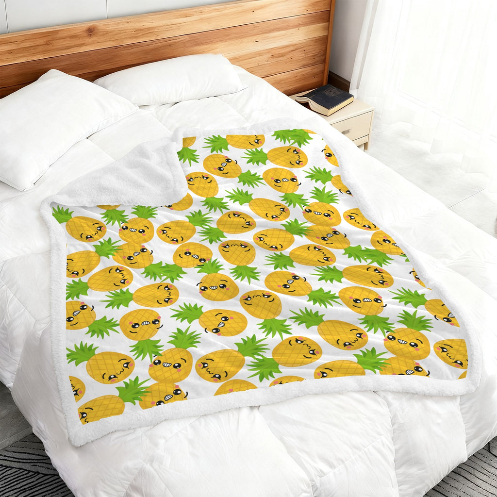 Cool Pineapples - Double-Layer Fleece Blanket 51"x59"