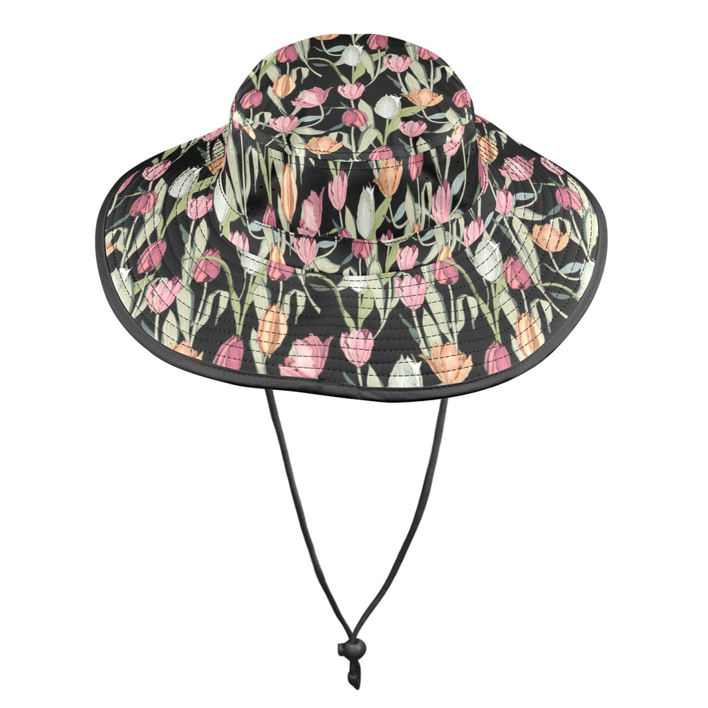 Tulips Wide Brim Bucket Hat Wide Brim Bucket Hat Plants Printed Offshore