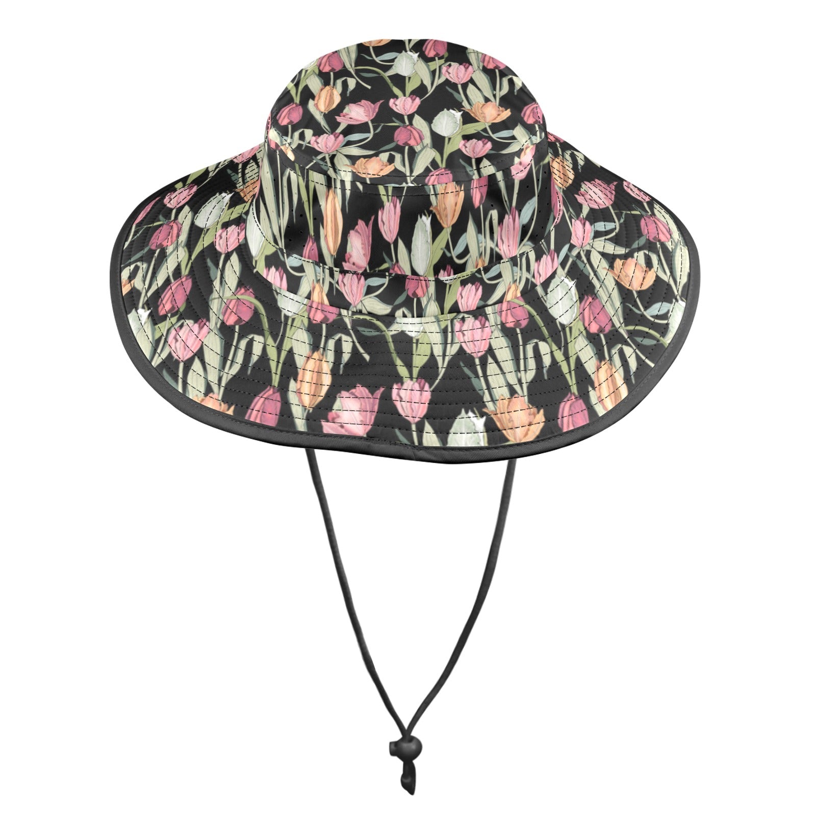Tulips Wide Brim Bucket Hat Wide Brim Bucket Hat Plants Printed Offshore