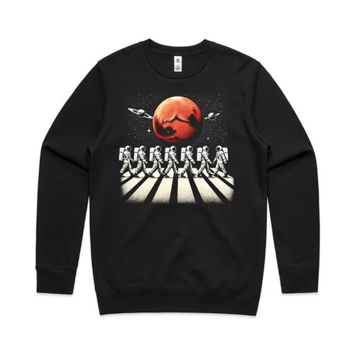 Astronaut Zebra Crossing - AS Colour Stencil Crew Sweatshirt Black Sweatshirt Printed In Australia Space