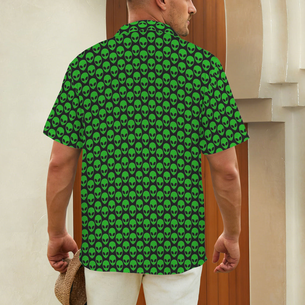 Aliens Men's Short Sleeve Hawaiian Shirt Men's Hawaiian Shirt (New) Printed Offshore Sci Fi