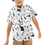 Black And White Dogs - Junior Kids Hawaiian Shirt