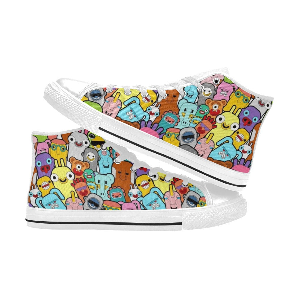 Happy Monsters - Kids' High Top Canvas Shoes Kids High Top Canvas Shoes Printed Offshore Sci Fi