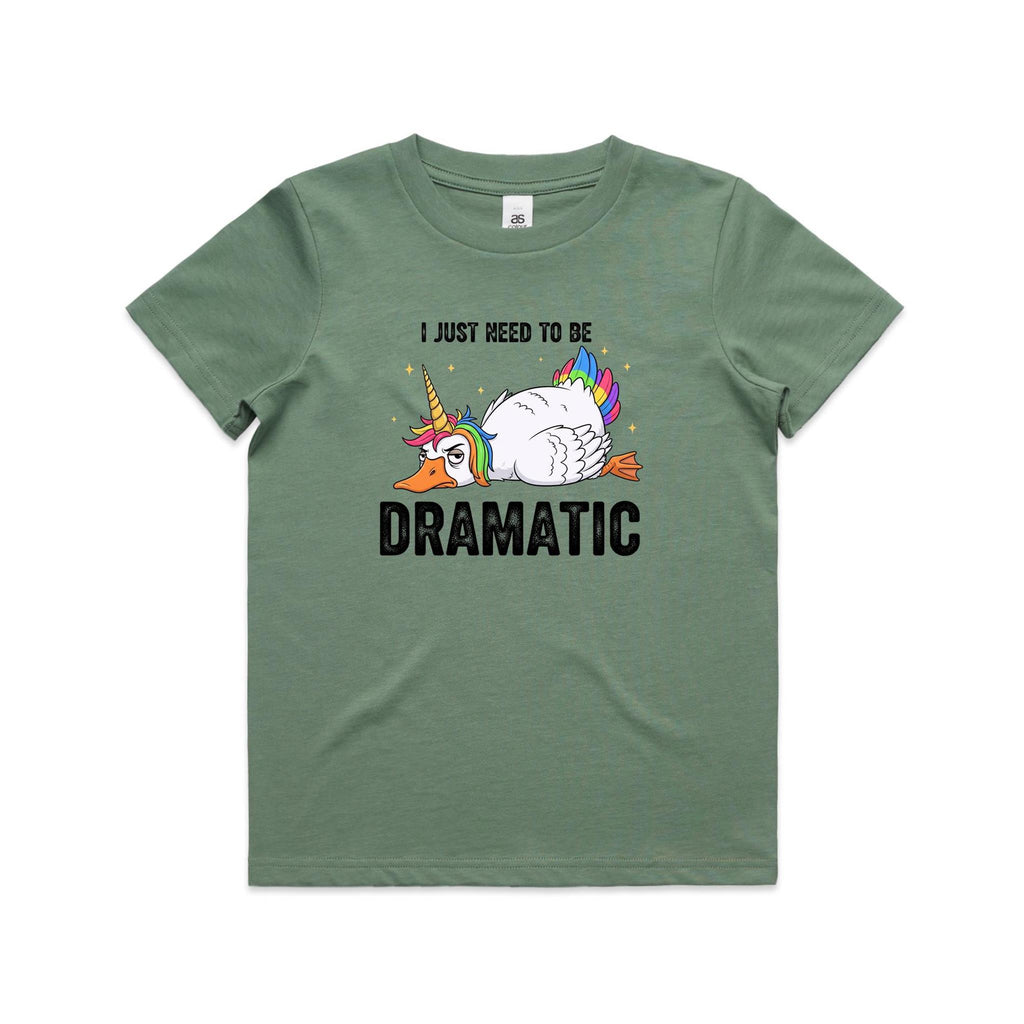 Dramatic Unicorn Goose Kid's AS Colour T-shirt Sage Kids Youth T-shirt animal Printed In Australia