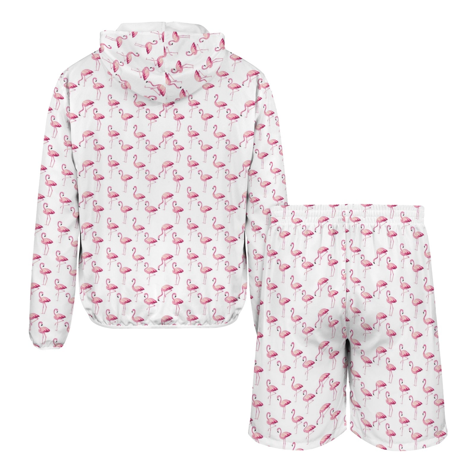 Flamingos Men's Lightweight Sun Hoodie & Shorts Set Men's Lightweight Sun Hoodie & Shorts animal Printed Offshore