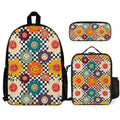 Happy Retro Flowers Three Piece Backpack Set white One size Three Piece Backpack Set Printed Offshore