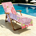 Abstract Roses Beach Chair Towel Cover with Side Pockets