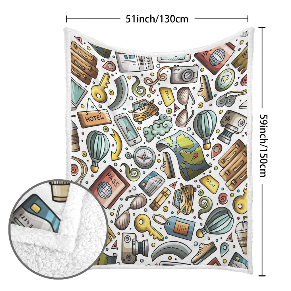 Travel Montage - Double-Layer Fleece Blanket 51"x59"