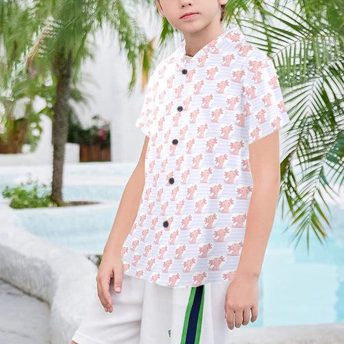 Axolotl Love Senior Kids Hawaiian Shirt Senior Kids Hawaiian Shirt 8-15 animal Printed Offshore