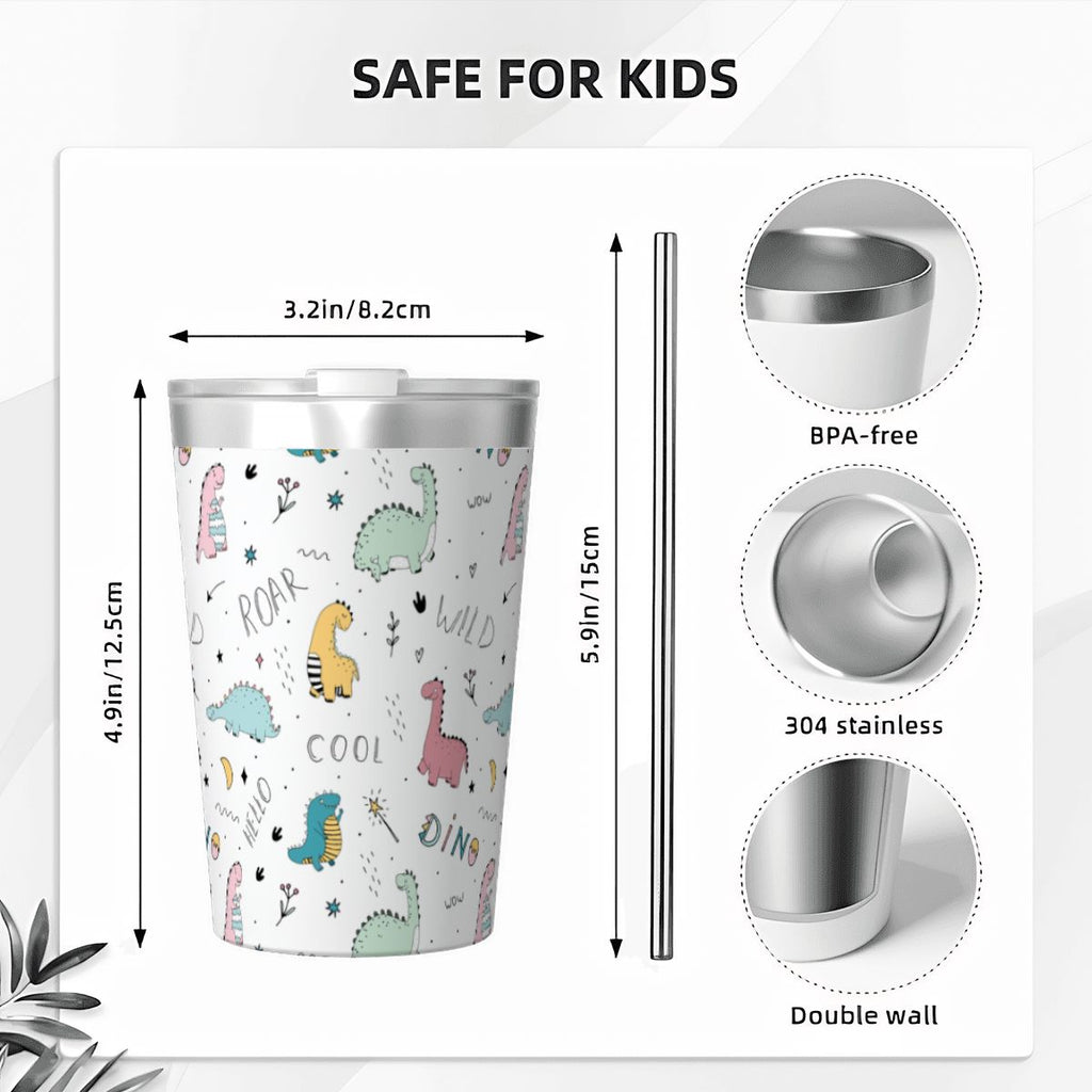Quirky Dinosaurs Small Stainless Steel Travel Mug Cup 12oz/350ml Small Travel Mug animal Printed Offshore