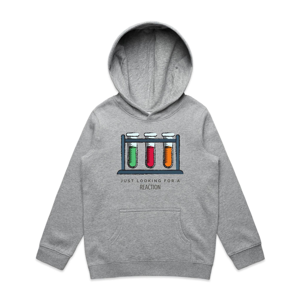 Test Tubes, Just Looking For A Reaction - Kids Hoodie Grey Marle Kids Hoodie Printed In Australia
