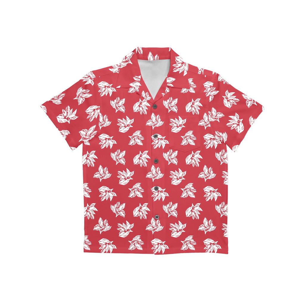 Red Retro Foliage, Hawaiian Flower - Junior Kids Hawaiian Shirt