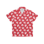 Red Retro Foliage, Hawaiian Flower - Junior Kids Hawaiian Shirt
