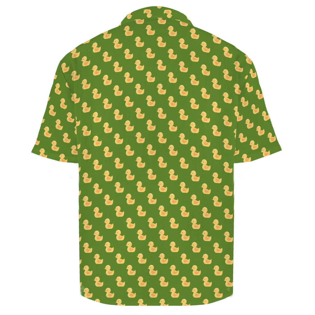 Rubber Ducks On Green Men's Crinkle Hawaiian Shirt