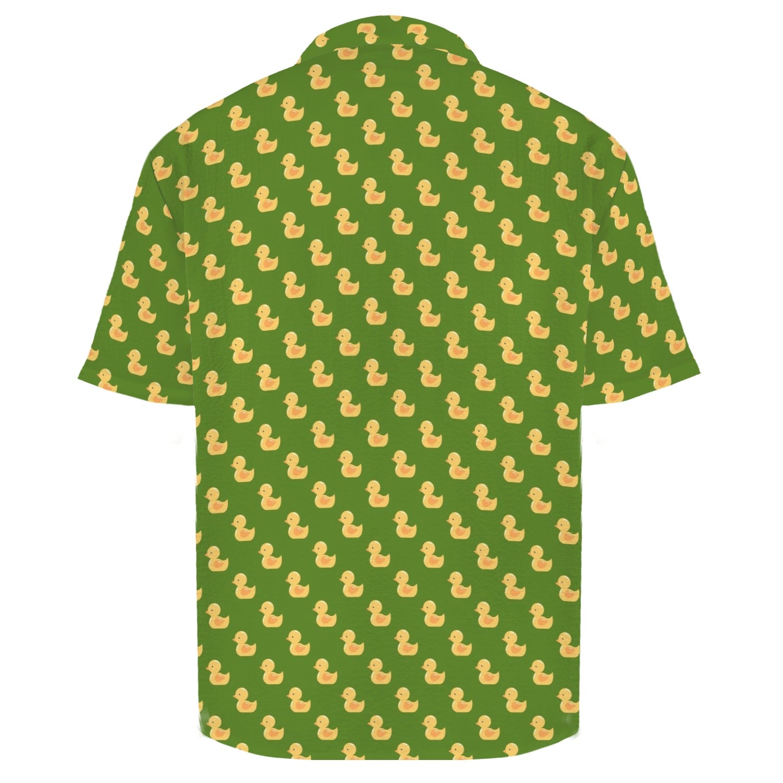 Rubber Ducks On Green Men's Crinkle Hawaiian Shirt