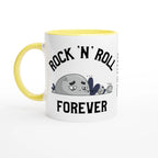 Personalise - Rock 'N' Roll Forever - White 11oz Ceramic Mug Ceramic Yellow Personalised Mug customise Globally Fulfilled Music personalise